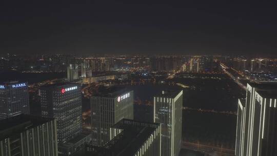 无锡金融街夜景航拍