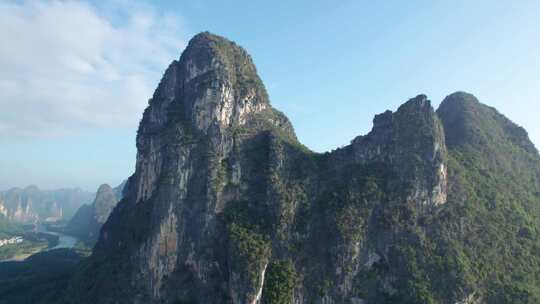 桂林市漓江风景区4k航拍桂林下龙风光