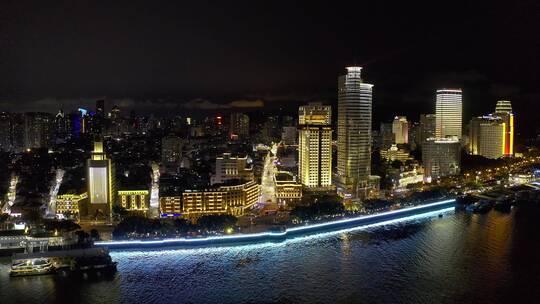 4K航拍厦门鹭江道灯光秀夜景