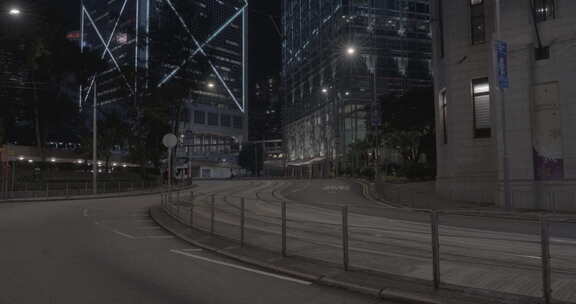 香港中环街景夜景
