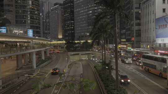 香港马路街景夜景视频素材模板下载