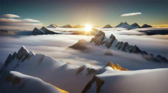 AIGC素材 雪山山峰之巅山脉风景