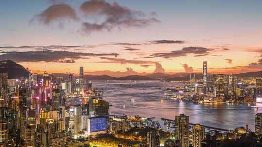 香港日落与夜景延时