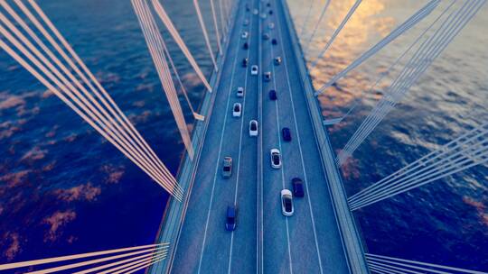 4K 跨海大桥车流穿梭航拍宣传片
