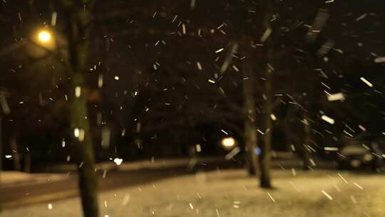 冬天夜里的雪景视频素材模板下载