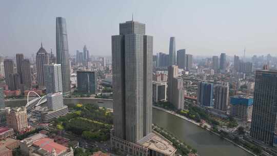 天津海河高楼商务建筑航拍