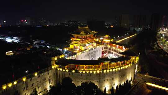 河南洛阳夜景航拍