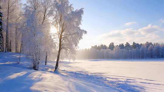 银装素裹的冰雪世界雾凇自然雪景