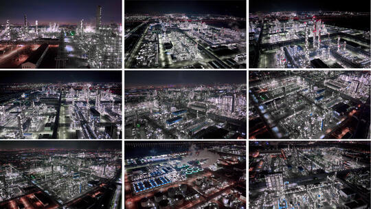 镇海炼化夜景石油石化夜景高清在线视频素材下载