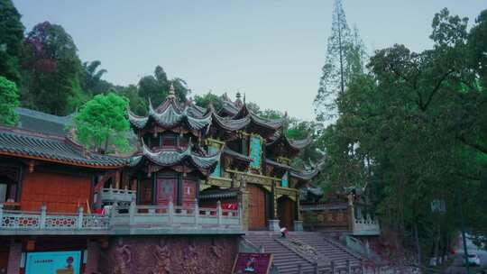 高清实拍四川眉山青神中严寺庙古风建筑