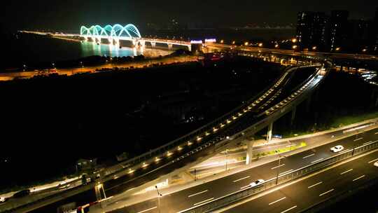 杭州九堡大桥车辆车流夜景视频素材