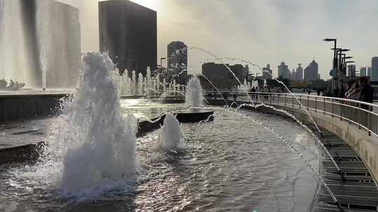 济南泉城广场白天音乐喷泉素材