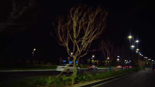 城市夜晚马路夜景汽车车辆车流视频素材