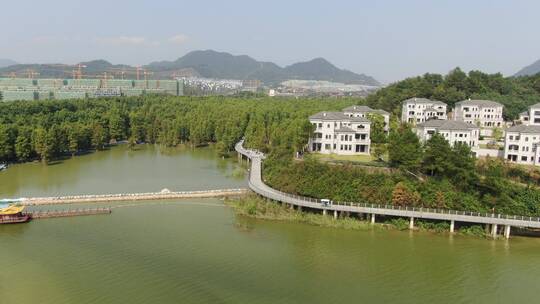 航拍杭州青山湖风景