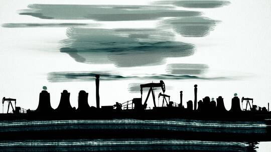 油井污染工厂货物集装箱码头能源剪影动画