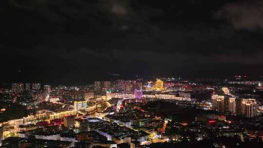 万家灯火光住宅区航拍夜景视频素材小县城市