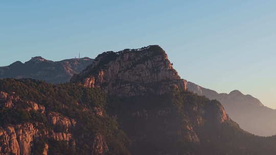 航拍泰安泰山山顶风景