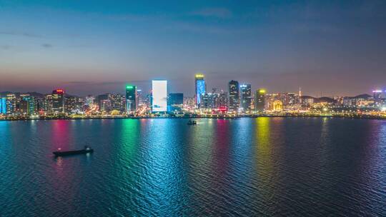 青岛西海岸唐岛湾夜景航拍延时