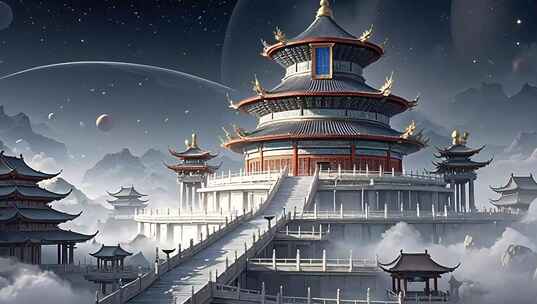 古风中式古建筑奇幻场景