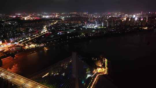 福州闽江两岸烟台山中洲岛江心公园CBD夜景