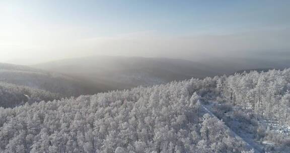 零下40度的低温航拍大兴安岭冰雪雾凇