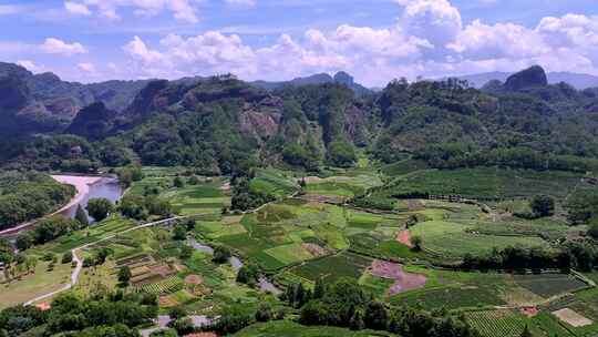 航拍福建南平市武夷山景区茶