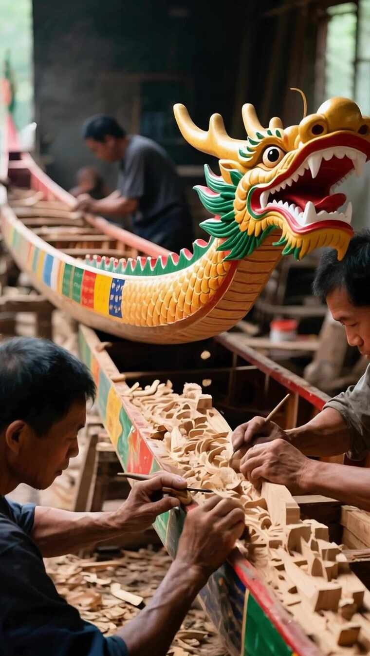 端午节 一家人包粽子 划龙舟 挂艾草团聚