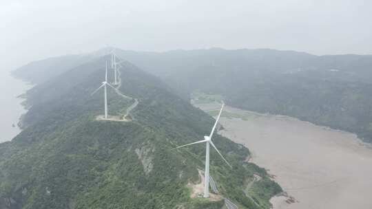原创航拍LOG台州玉环1号公路风力发电4K-2