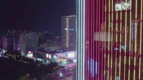 4k航拍山东济南高新区万达广场夜景视频素材模板下载