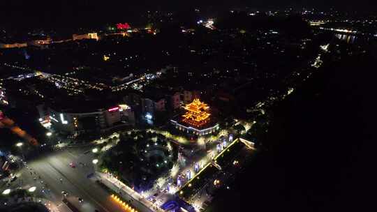 航拍广西桂林城市建设桂林夜景