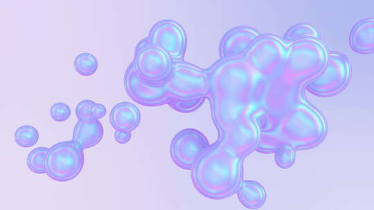 抽象珠光虹彩元球气泡形状漂浮在慢动作中