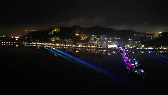 广东潮州古城夜景航拍