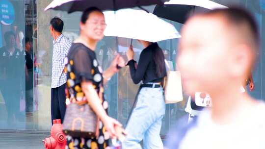 城市夏天暑假酷暑高温炎热街道人群人流街景视频素材模板下载