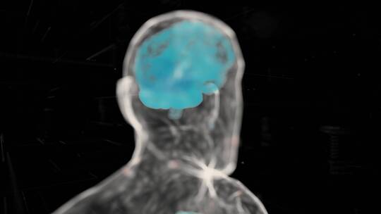 大脑生物科技人体扫描点模型蓝色三维