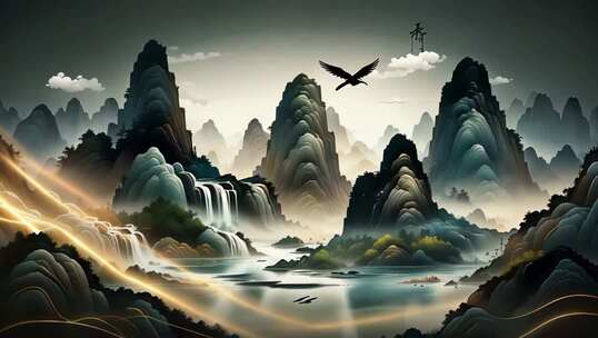 中式山水风景素材