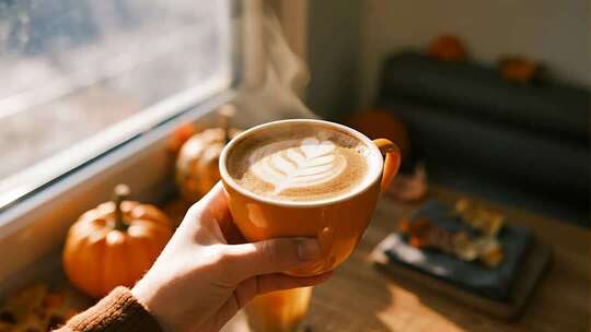 秋分南瓜拿铁温暖治愈美食视频