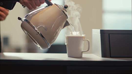 泡咖啡挂耳咖啡下午茶咖啡美式做咖啡视频素材模板下载
