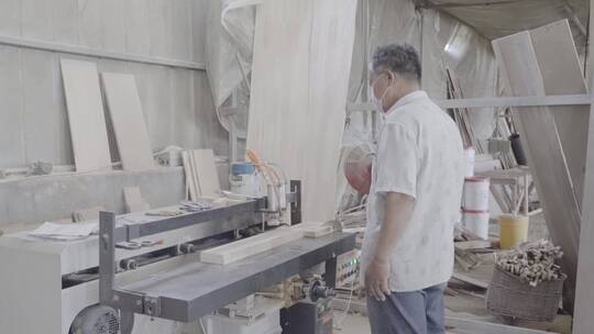 4k家具工厂生产开孔全景实拍视频