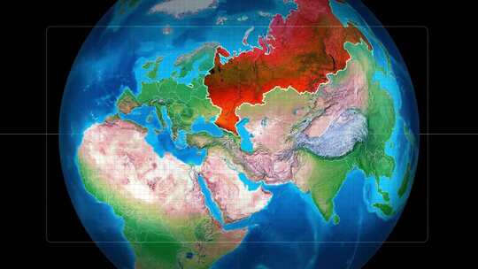使用网格缩放地球俄罗斯地图视频素材模板下载