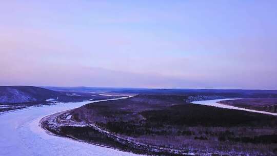 东北黑龙江漠河雪景航拍