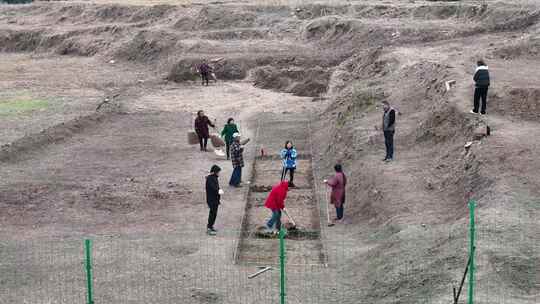 航拍四川广汉三星堆遗址考古发掘视频素材模板下载