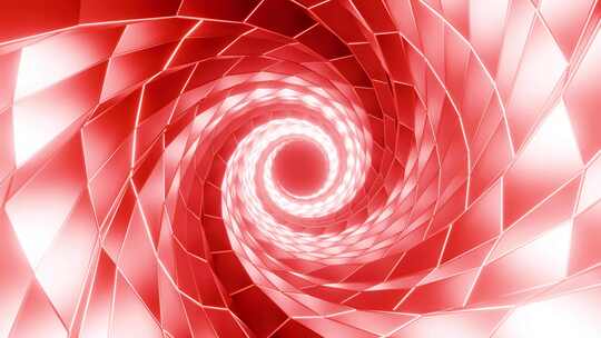 发光霓虹螺旋抽象隧道的3D动画