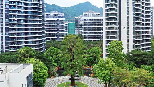 航拍住宅小区园林景观