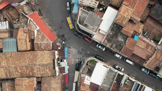 广东传统街景道路航拍