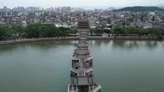 广东潮汕旅游地标潮州古城广济楼广济桥航拍