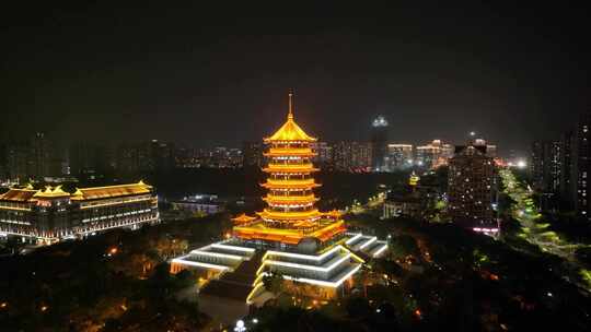 厦门夜景集美区集美新市民广场航拍集美市民