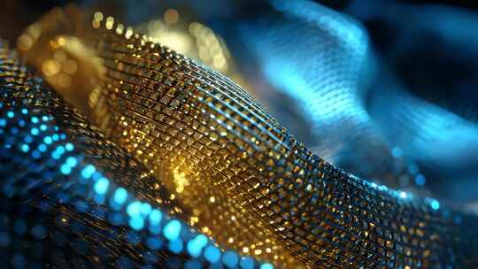 金色网格交织科技感光影流动