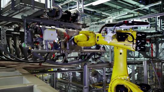 汽车工厂机器人现代化生产视频素材模板下载