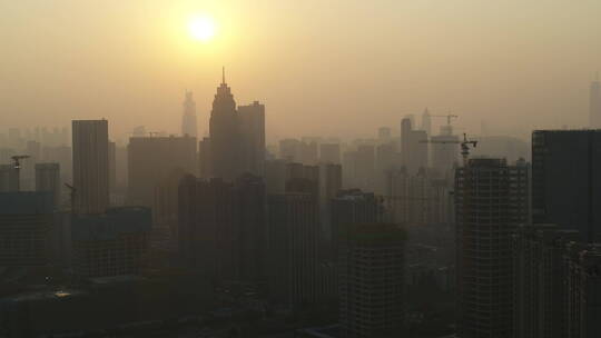 武汉市武汉地产集团大楼高楼大厦夕阳709