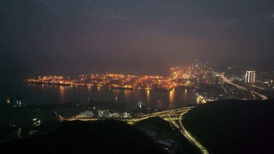 深圳盐田港夜景航拍